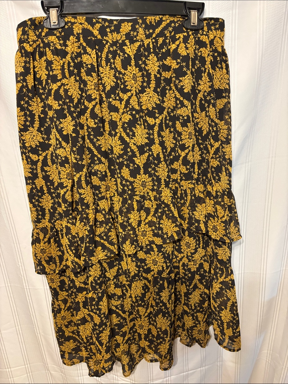 Ann Taylor Black Skirt with Mustard Floral Print